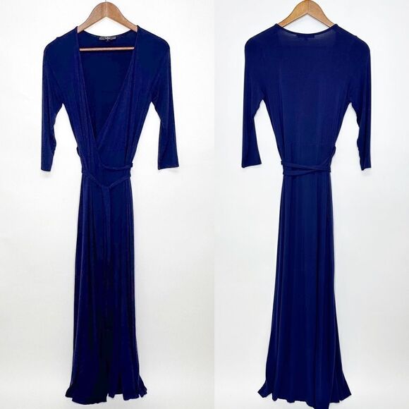 Lulu’s Garden District Navy Blue Wrap Maxi Dress Medium - Picture 7 of 12